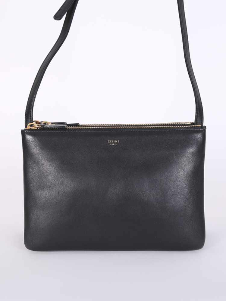 Celine Trio Smooth Lambskin Shoulder Bag Black www.luxurybags