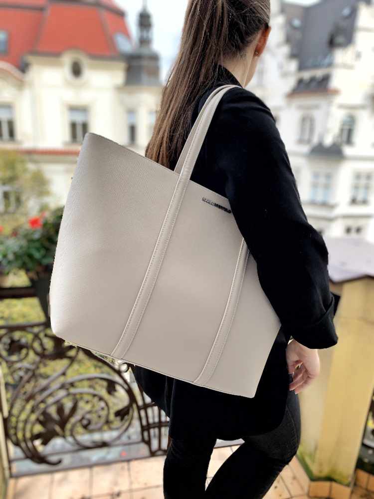 Karl Lagerfeld K Sphynx Eco Leather Shopper Beige www.luxurybags