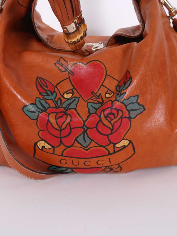 Gucci Indy Large Tattoo Heart Leather Bag Brown www.luxurybags
