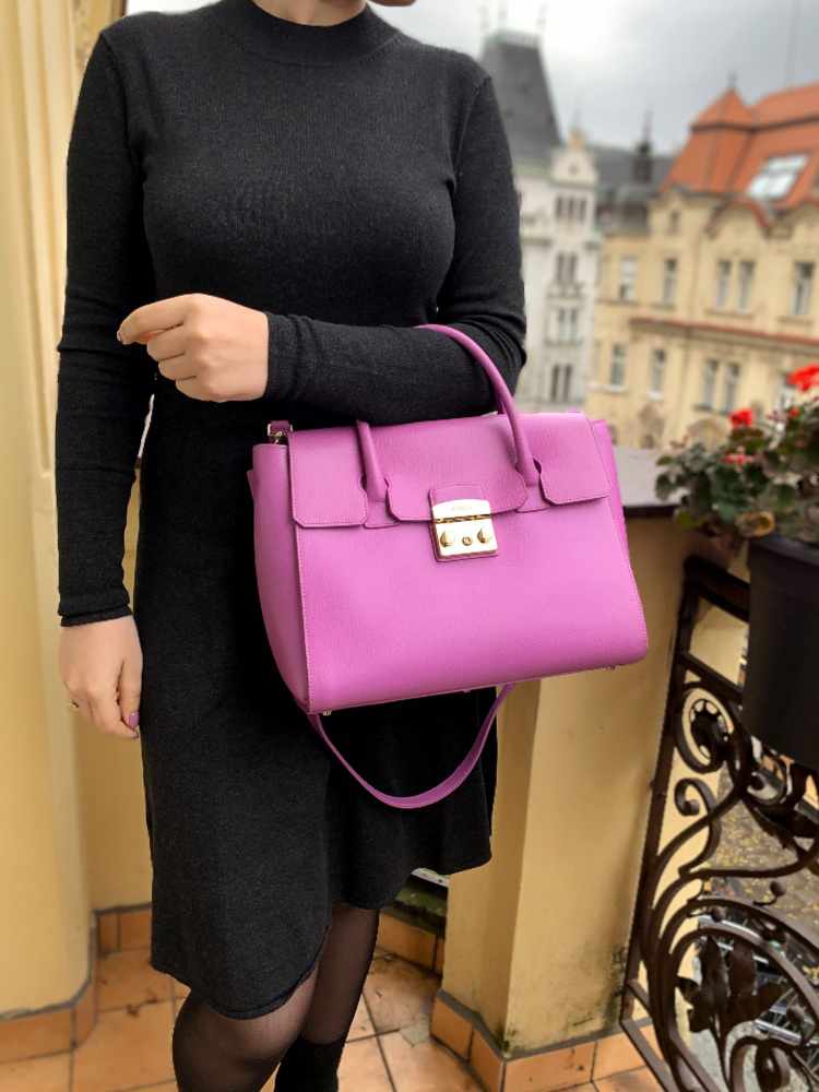 Furla - Metropolis Leather Satchel with Strap Azalea