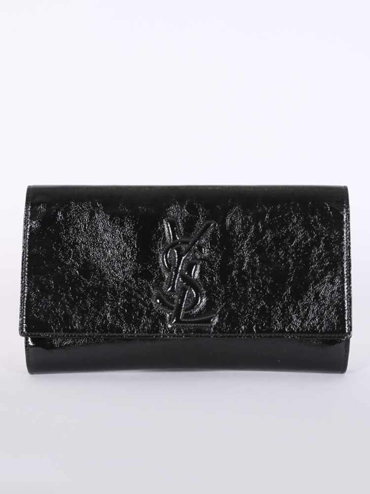 Yves Saint Laurent Belle de Jour Patent Clutch Black www.luxurybags