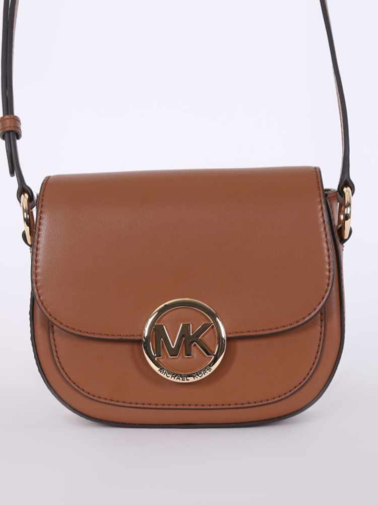 Michael Kors Lillie Small Eco Leather Saddle Crossbody Brown www.luxurybags