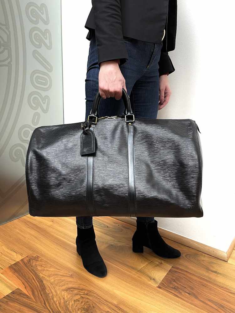 Louis Vuitton Black Epi Leather Keepall 55 Louis Vuitton