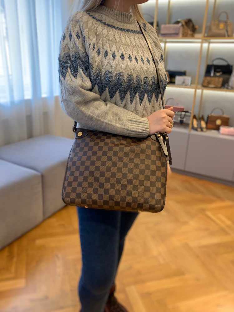 LOUIS VUITTON South Bank Besace Damier Ebene Crossbody Bag Brown