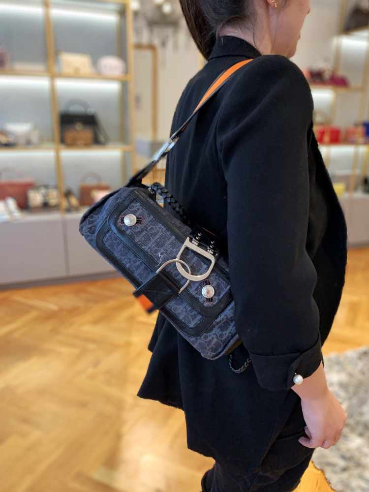 Dior Remove Before Flight Diorissimo Denim Shoulder Bag www.luxurybags