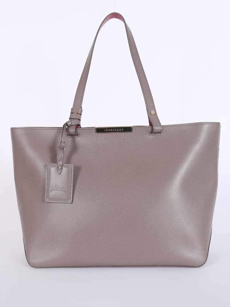 Longchamp Le Foulonne City Medium Leather Shopper Grey www.luxurybags