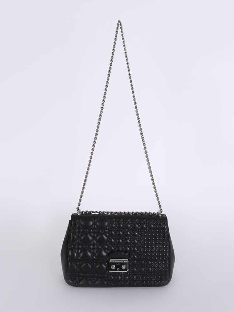 Dior Miss Dior Large Cannage Mini Lambskin Flap Bag Noir www.luxurybags