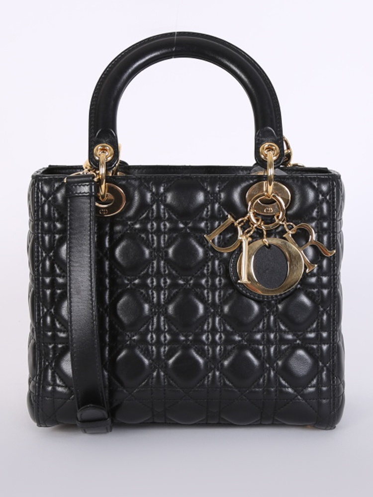 Dior Lady Dior Medium Cannage Lambskin Noir www.luxurybags