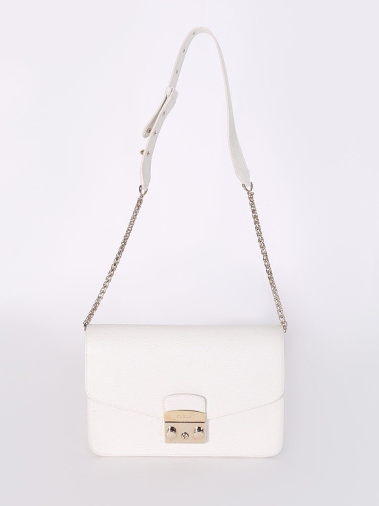 Furla Metropolis Medium Leather Shoulder Bag White www.luxurybags