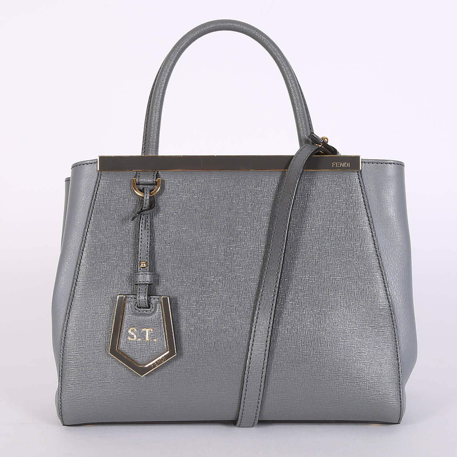 Fendi 2Jours Petite Calfskin Grey www.luxurybags
