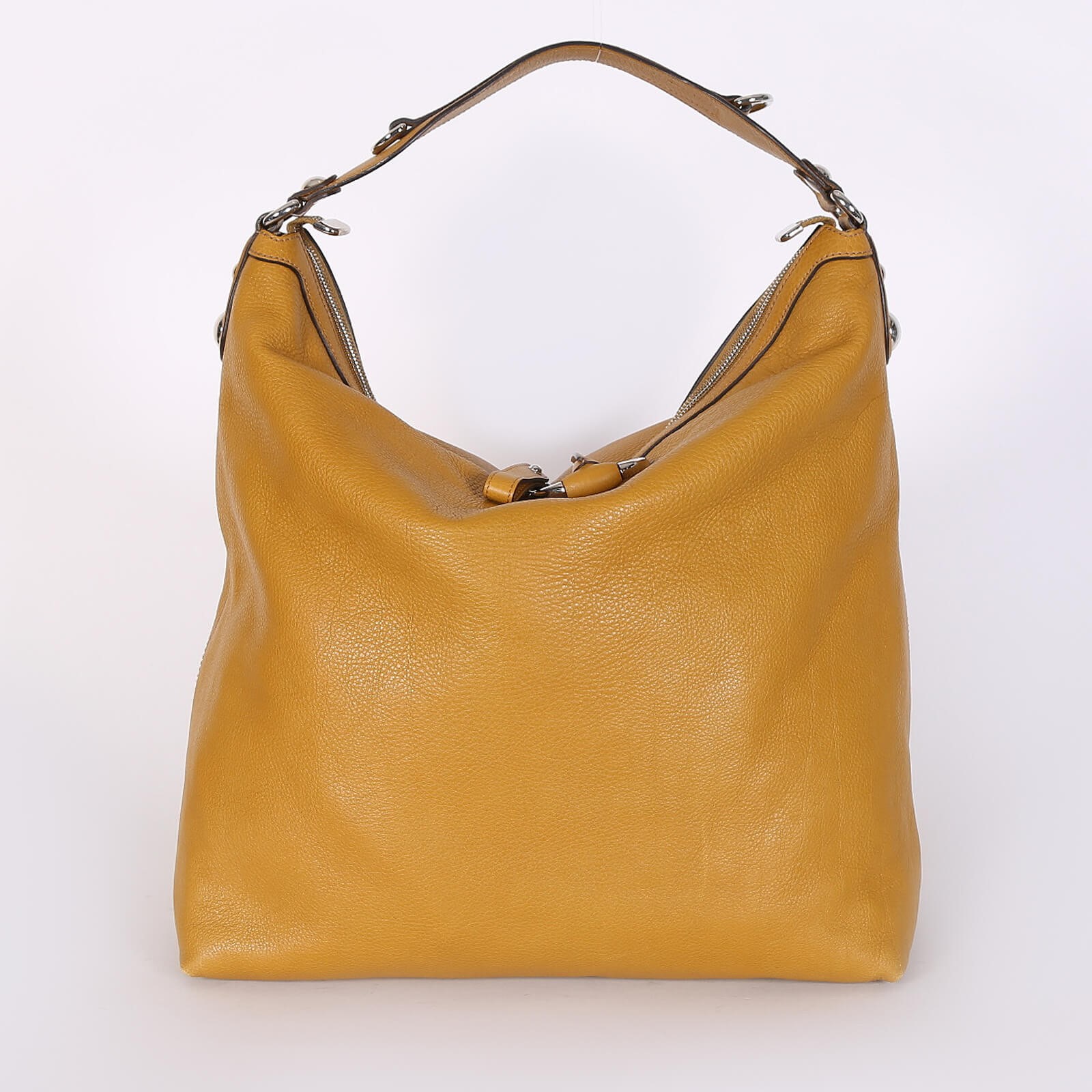 Gucci Icon Bit Leather Hobo Shoulder Bag Mustard www.luxurybags