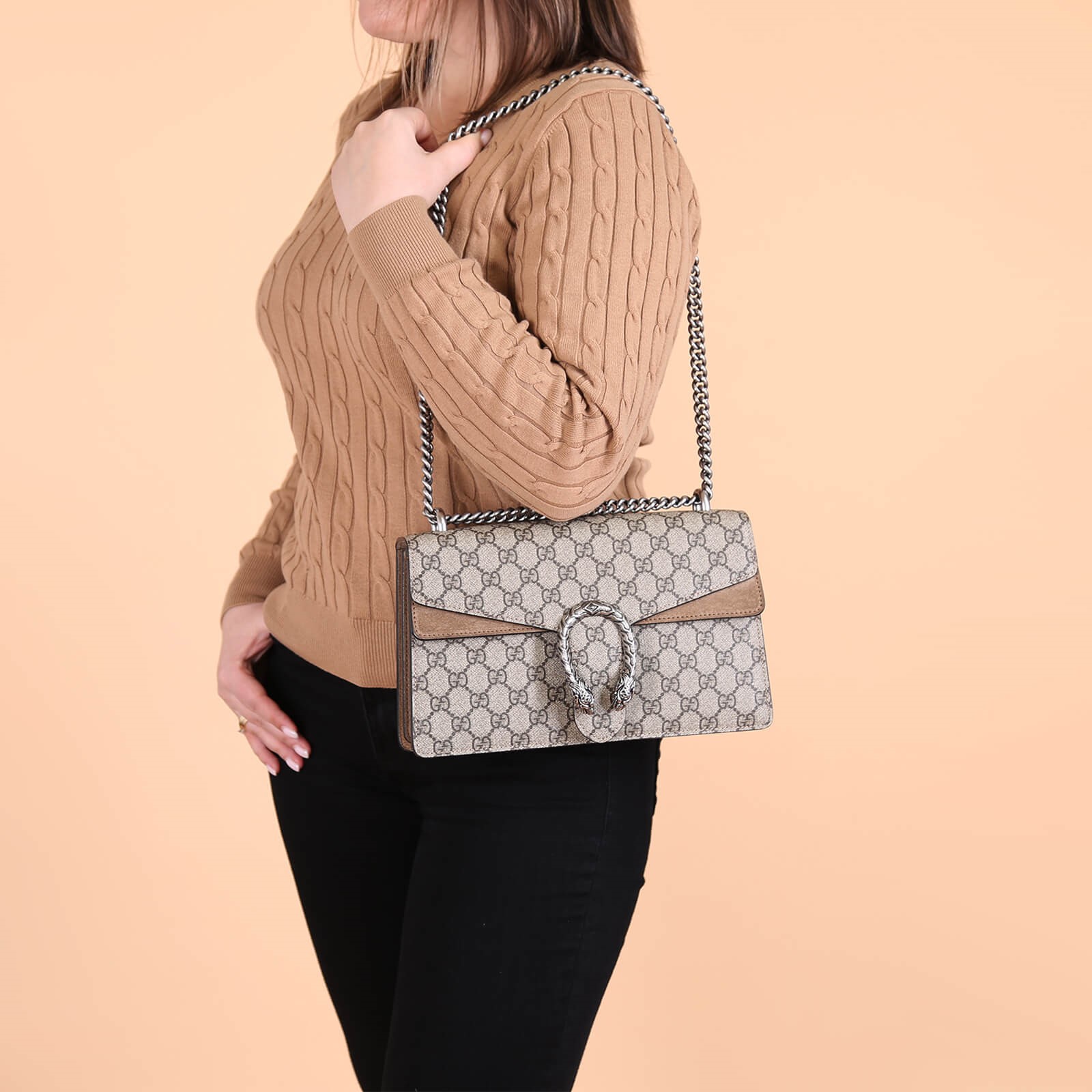 Gucci Dionysus Small GG Supreme Shoulder Bag Beige www.luxurybags