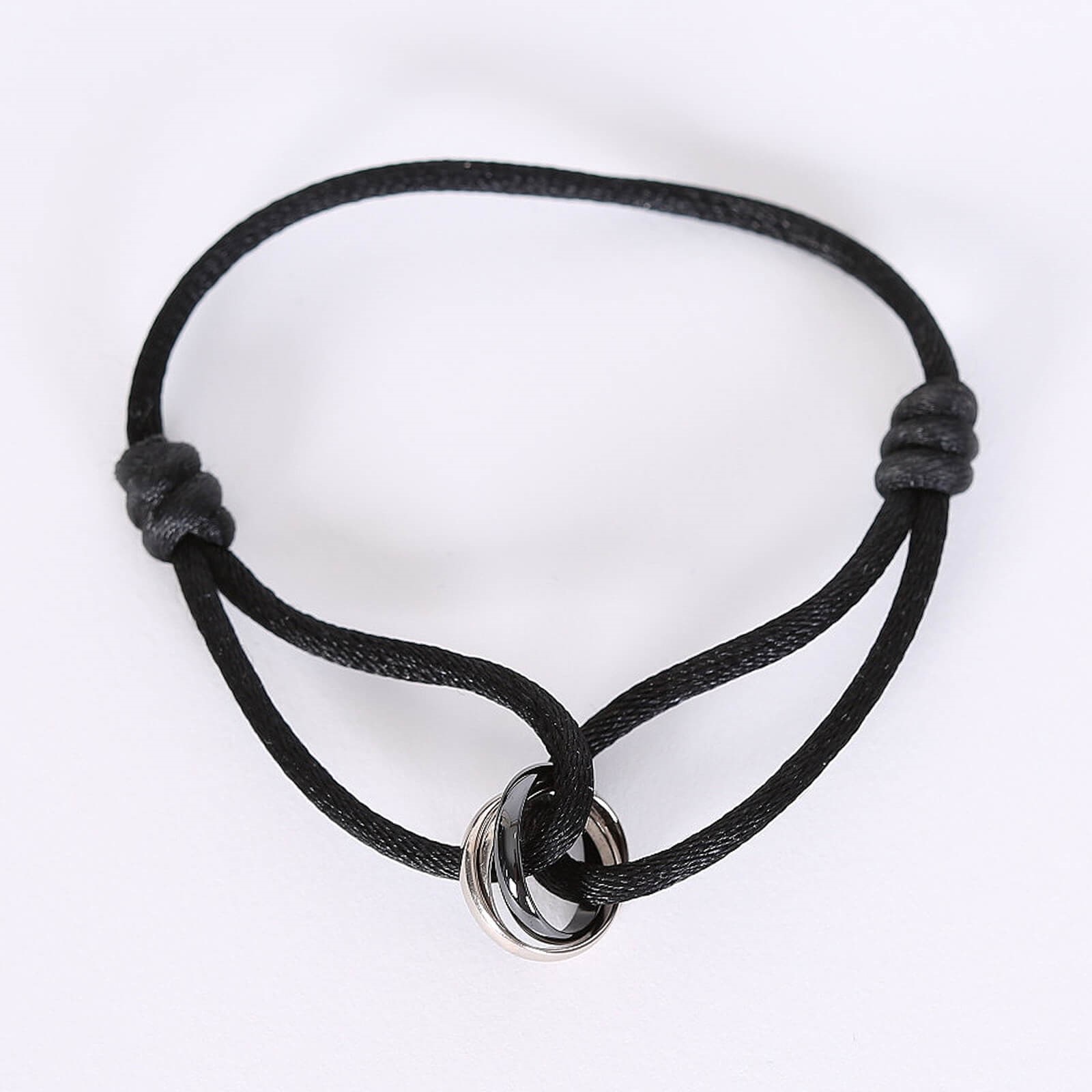 Cartier Trinity de Cartier 750 1000 Gold Ceramic Pendant Cord Bracelet Black www.luxurybags