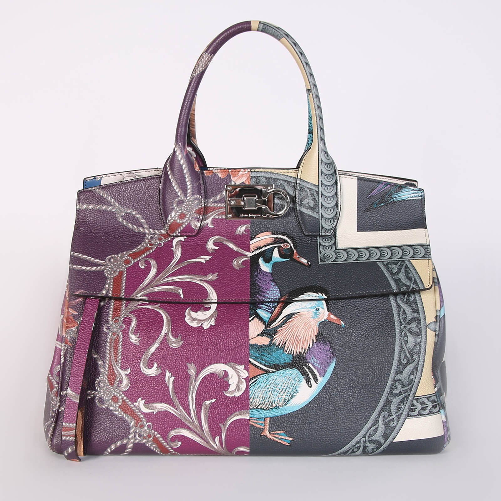 Salvatore Ferragamo Studio M Foulard Print Calfskin Bag www.luxurybags