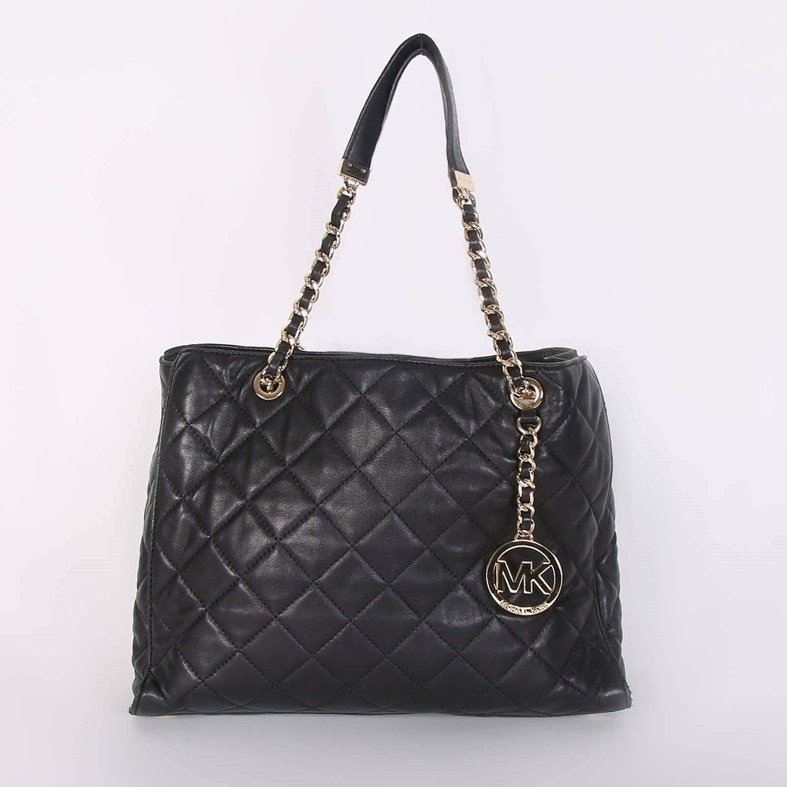 Michael Kors Susannah Large Quilted Leather Chain Tote Black www.luxurybags
