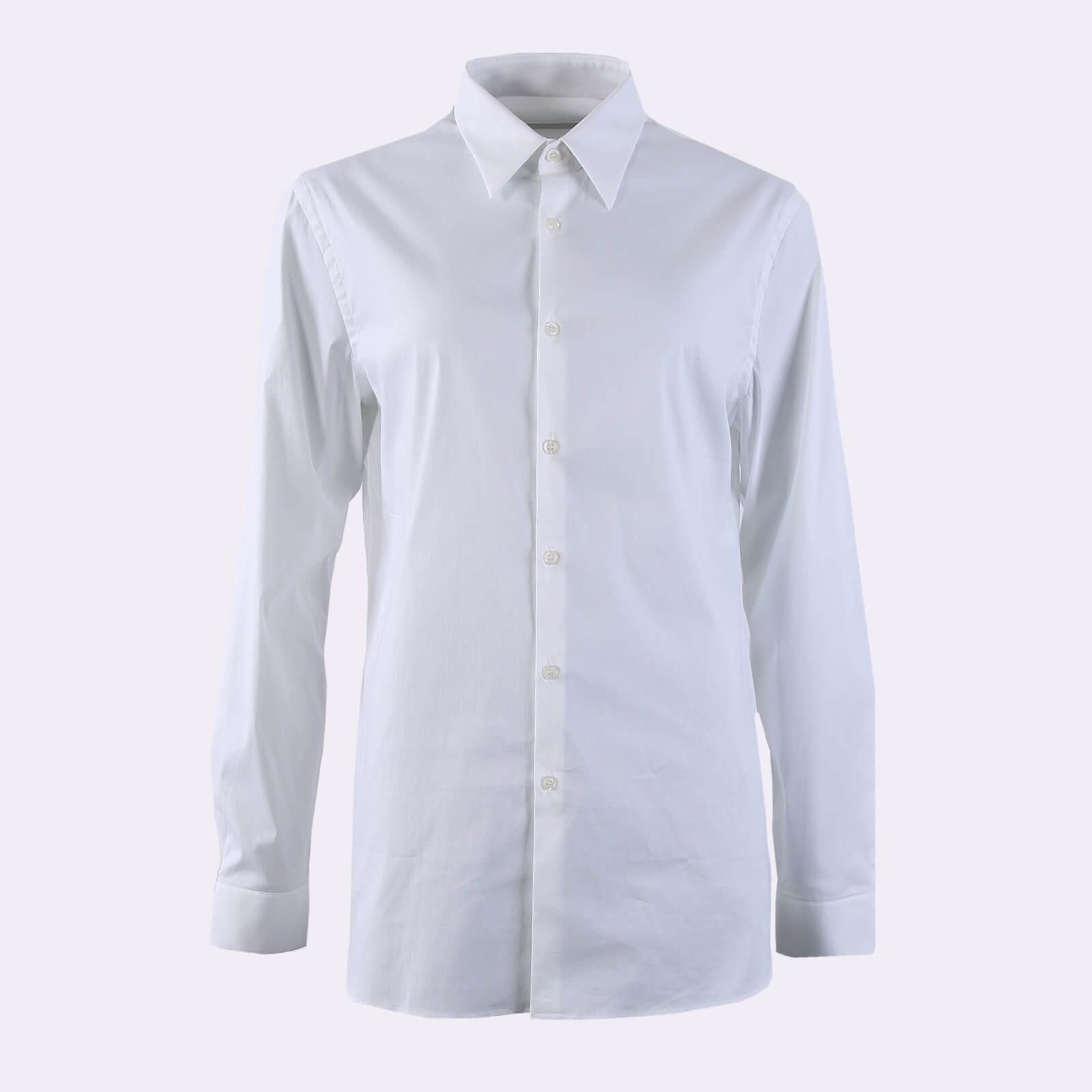 Prada Camicia Stretch Poplin Classic Shirt White 40 www.luxurybags
