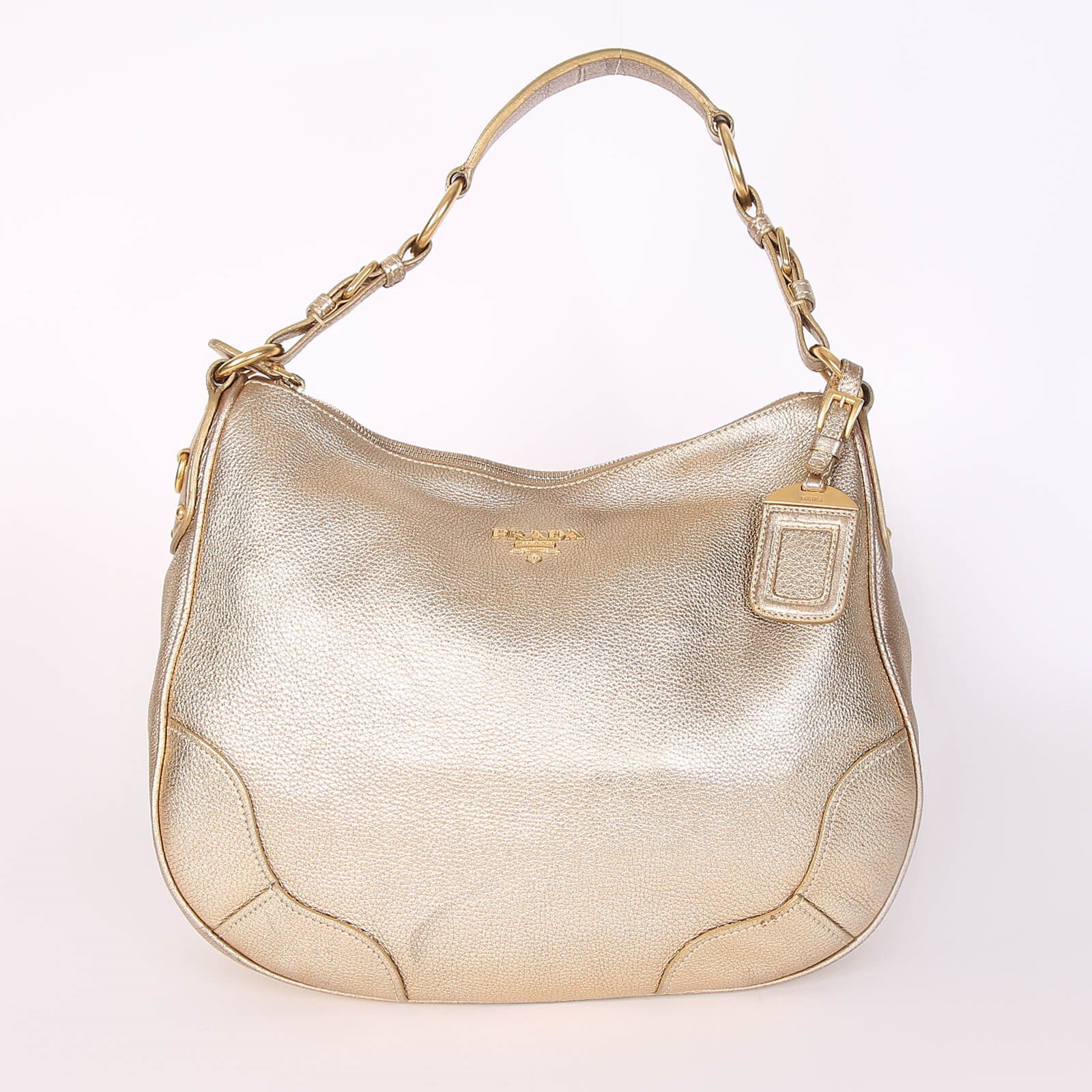 Prada Cervo Hobo Bag Gold www.luxurybags