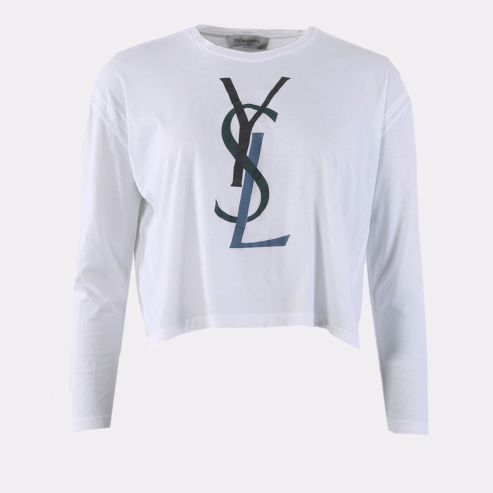 Yves Saint Laurent YSL Cotton Long Sleeve Crop Top White 40 www.luxurybags