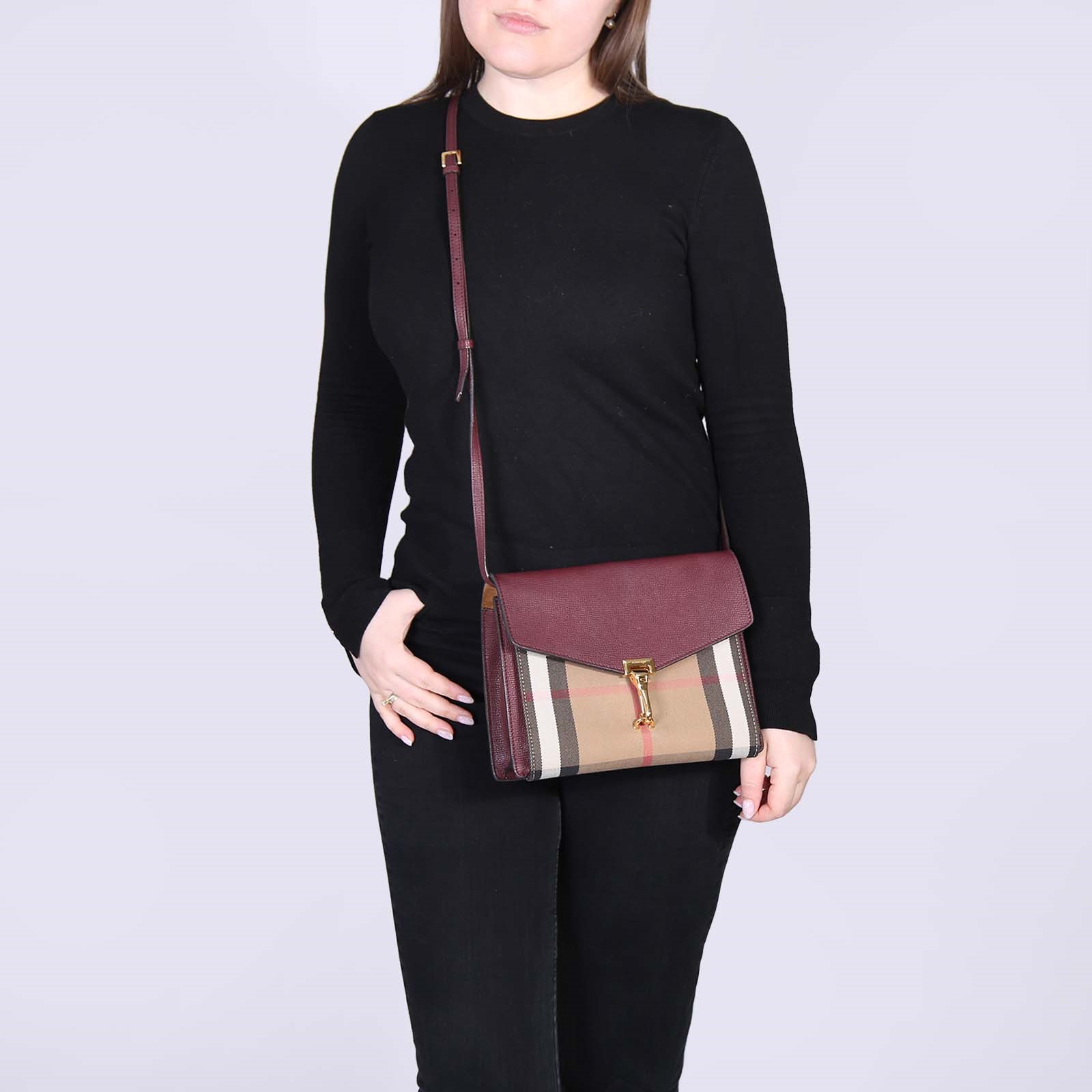 Burberry small leather and house check crossbody bag hotsell