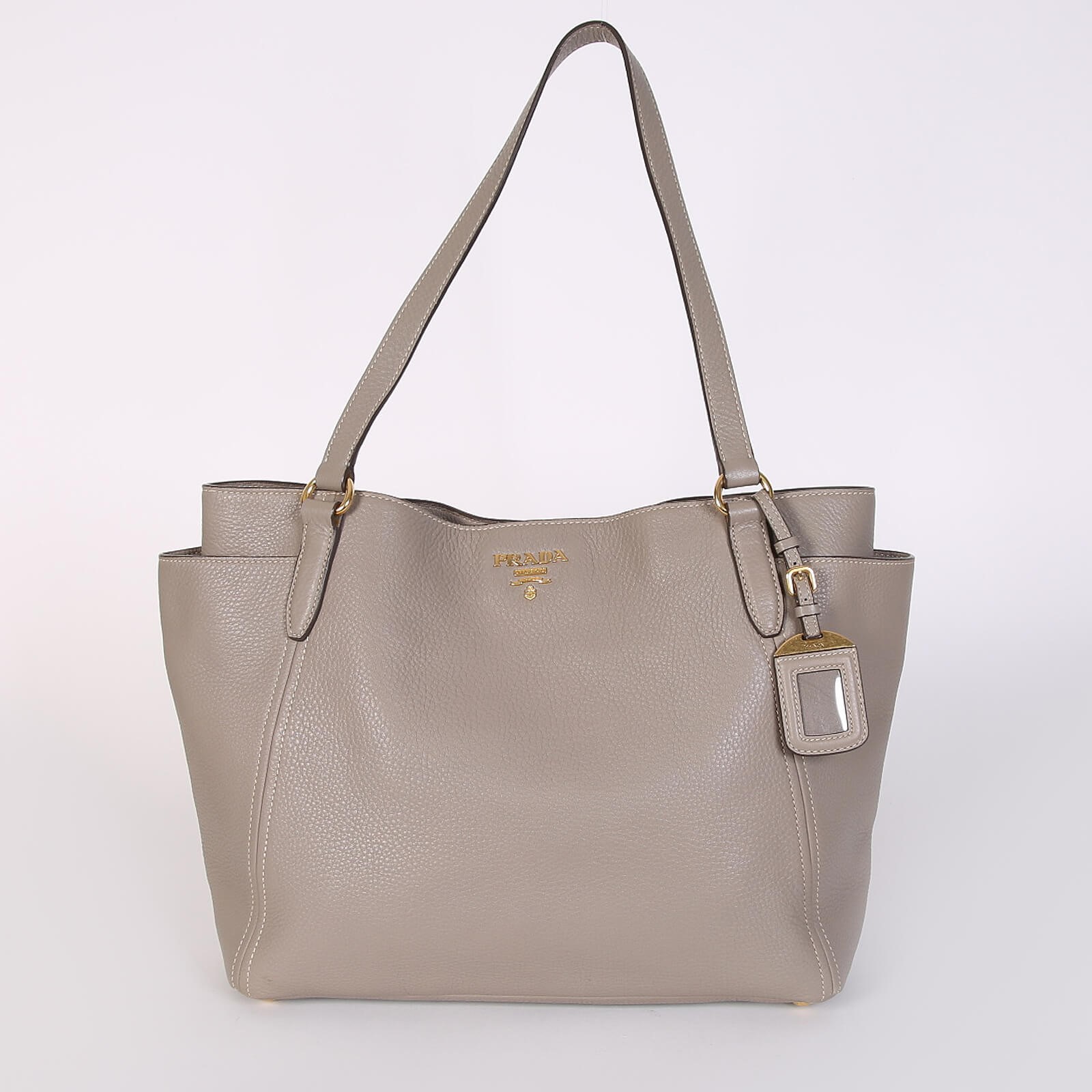 Prada Sacca Vitello Daino Shoulder Bag Argilla www.luxurybags