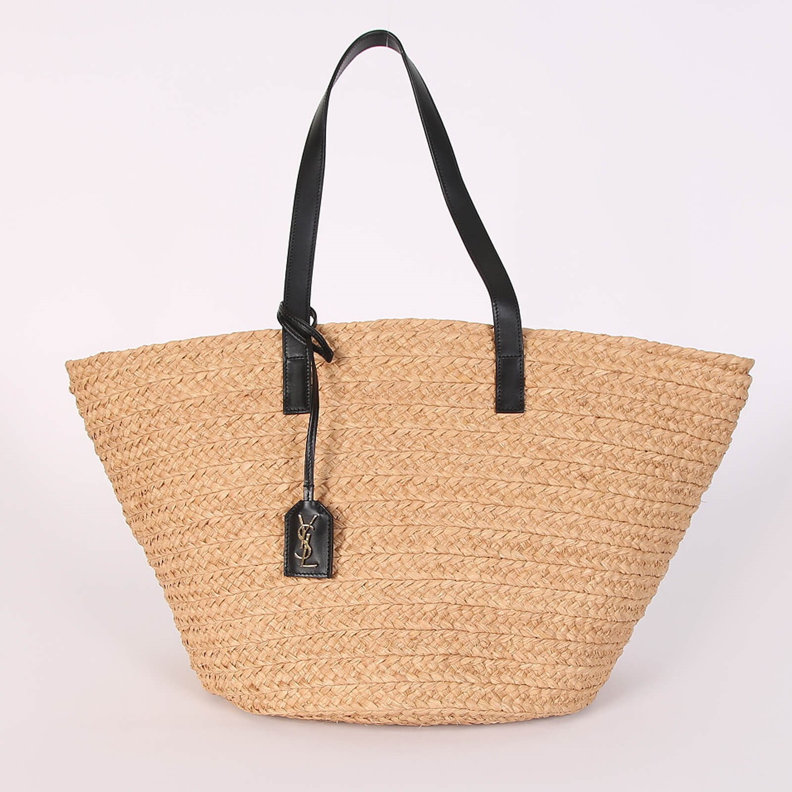 Saint Laurent Panier Medium Raffia Tote Black www.luxurybags