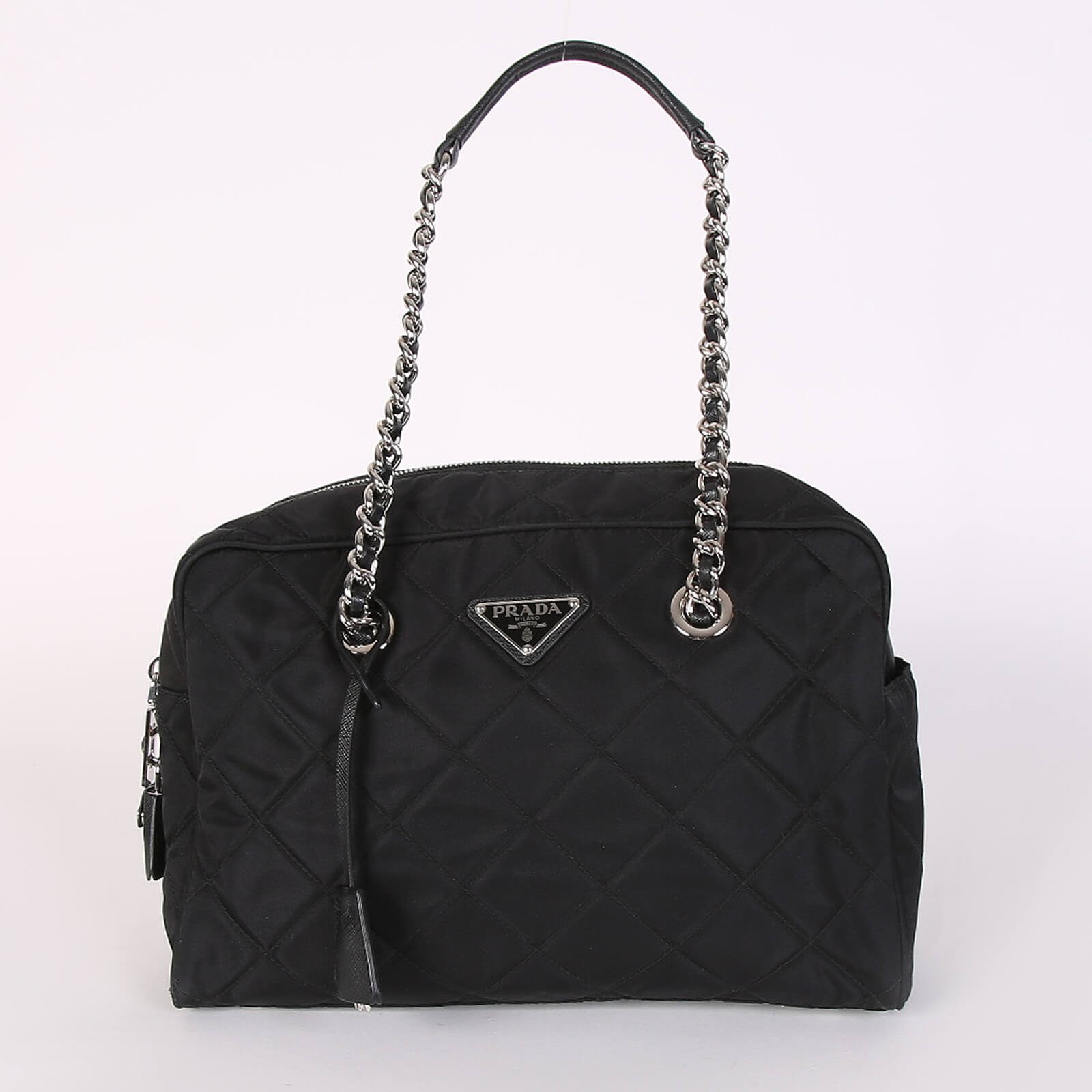 Prada Quilted Tessuto Nylon Chain Bag Nero www.luxurybags