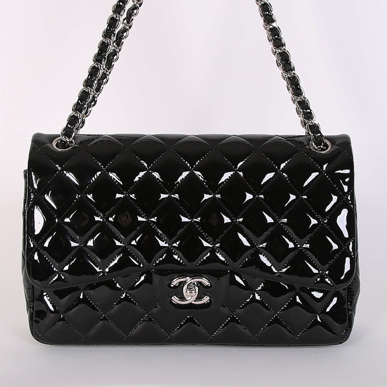 CHANEL flap bag in black wool and aged leather - VALOIS VINTAGE PARIS