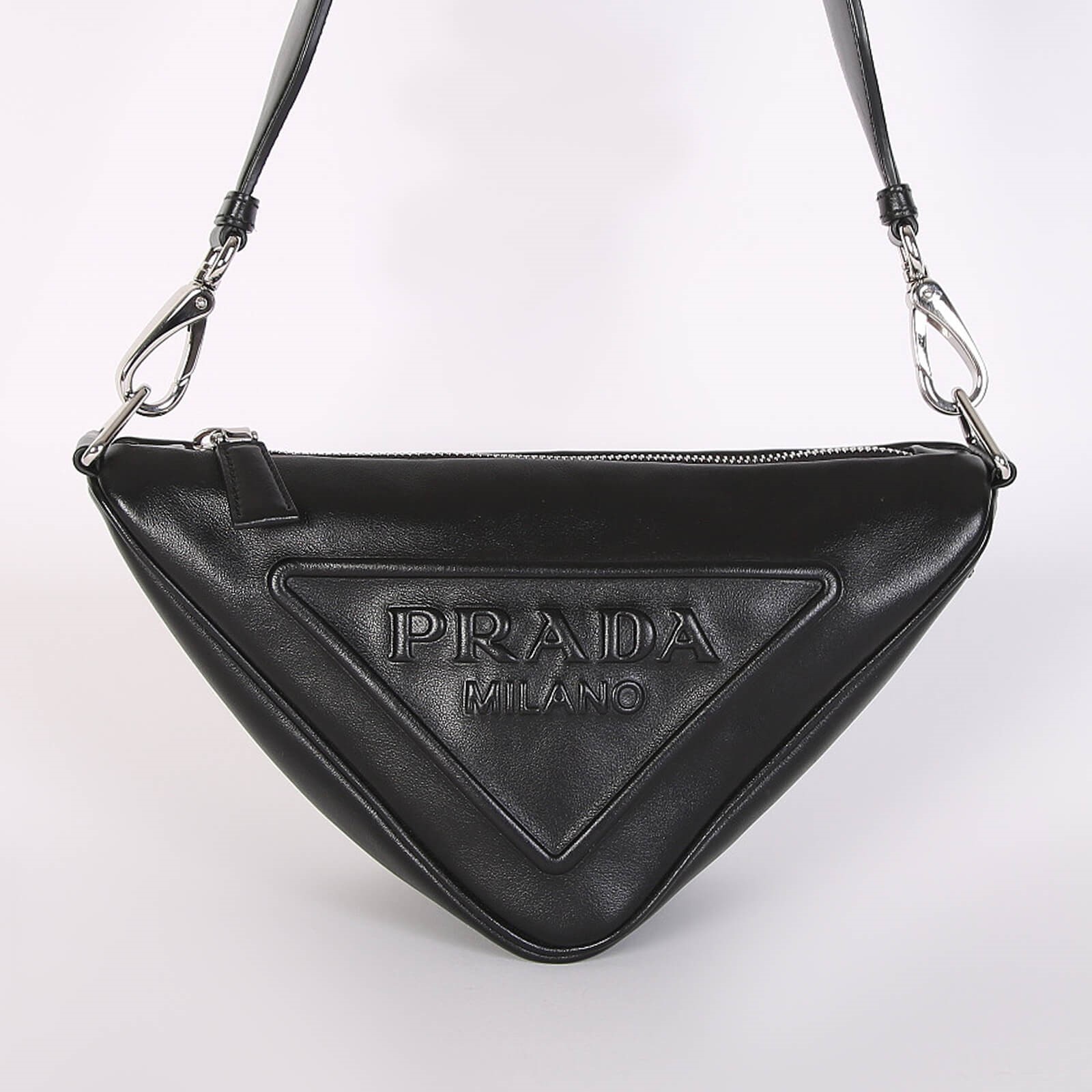 Prada Triangle Leather Shoulder Bag Nero www.luxurybags