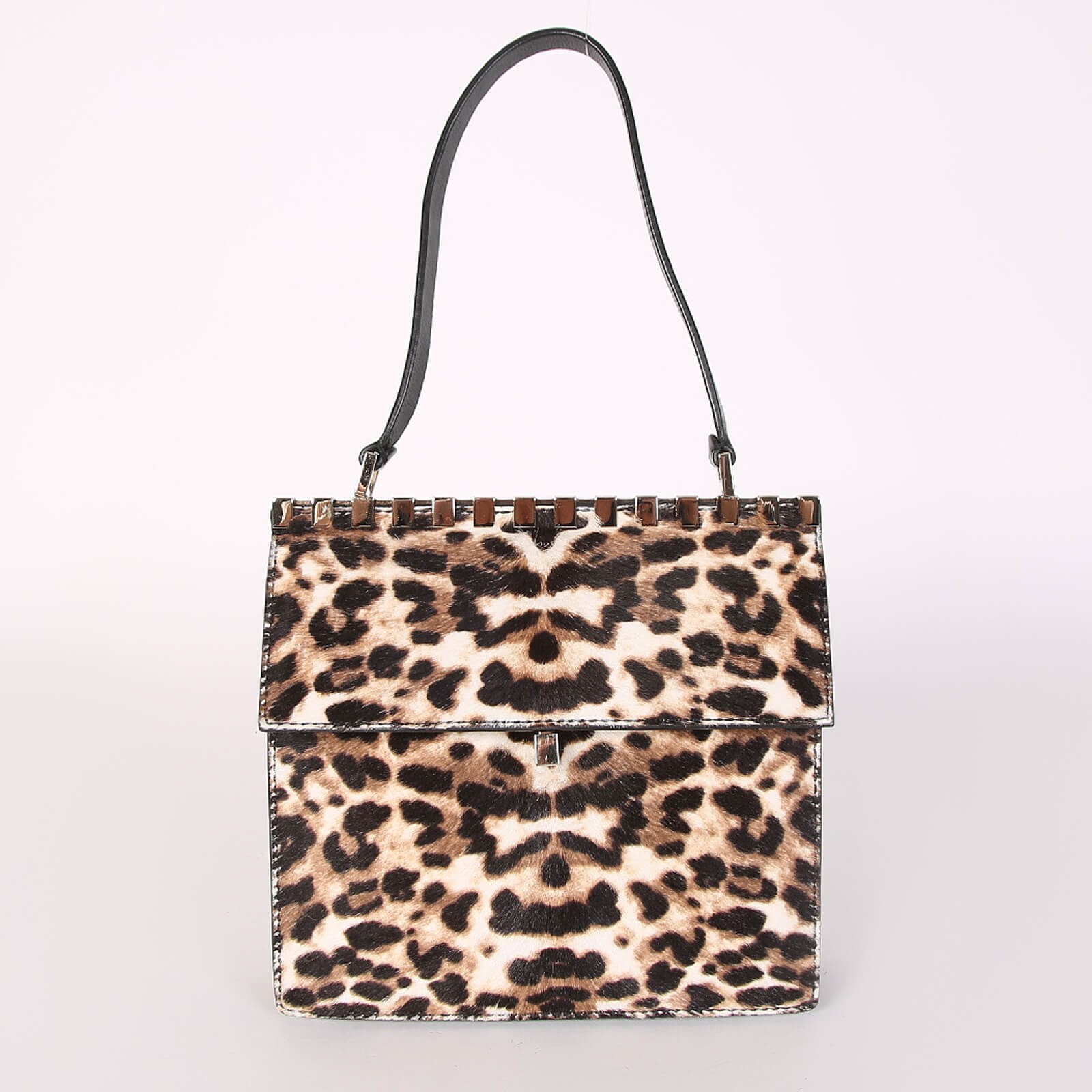 Leopard calf hair handbag deals