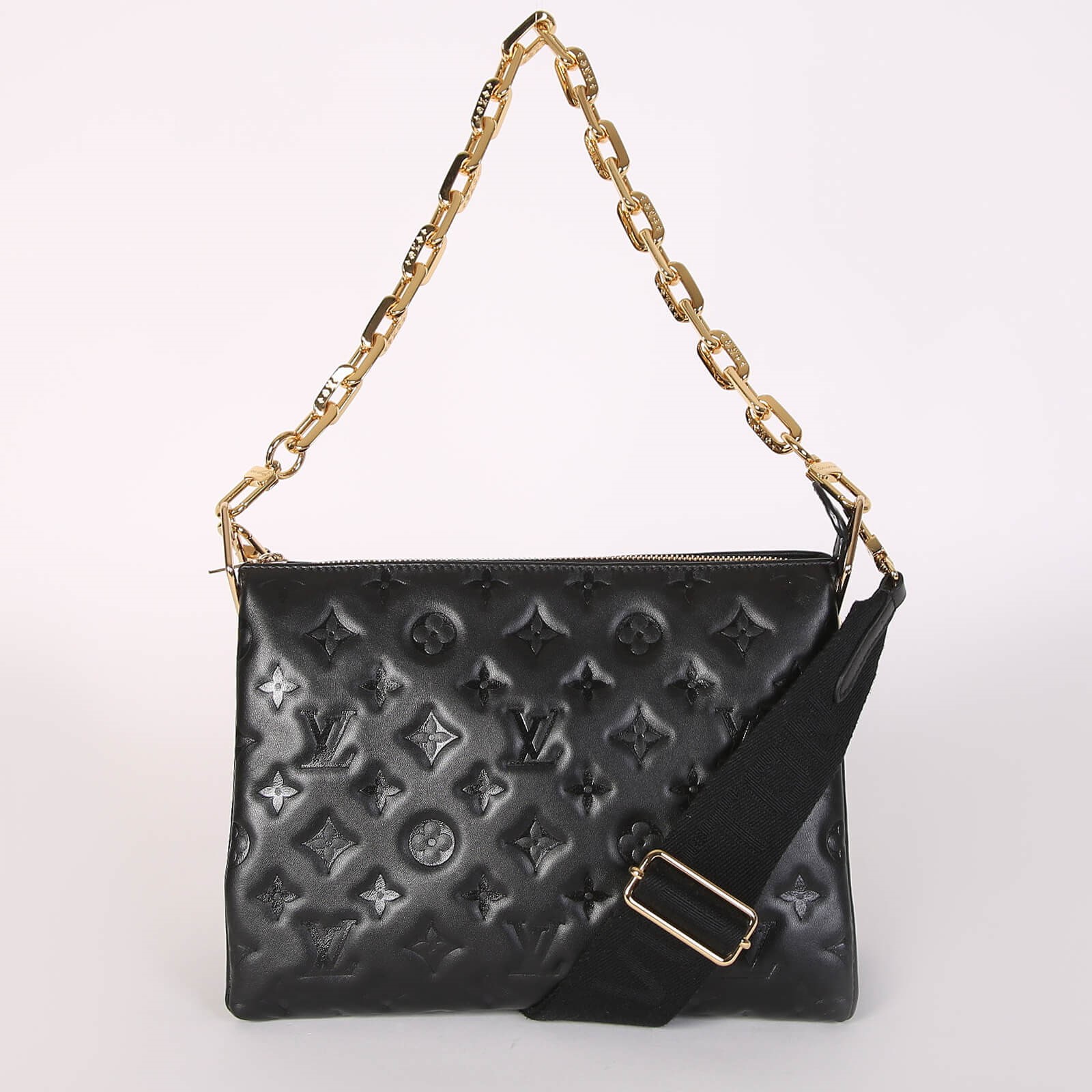 Louis Vuitton Coussin PM Monogram Embossed Shoulder Bag Black