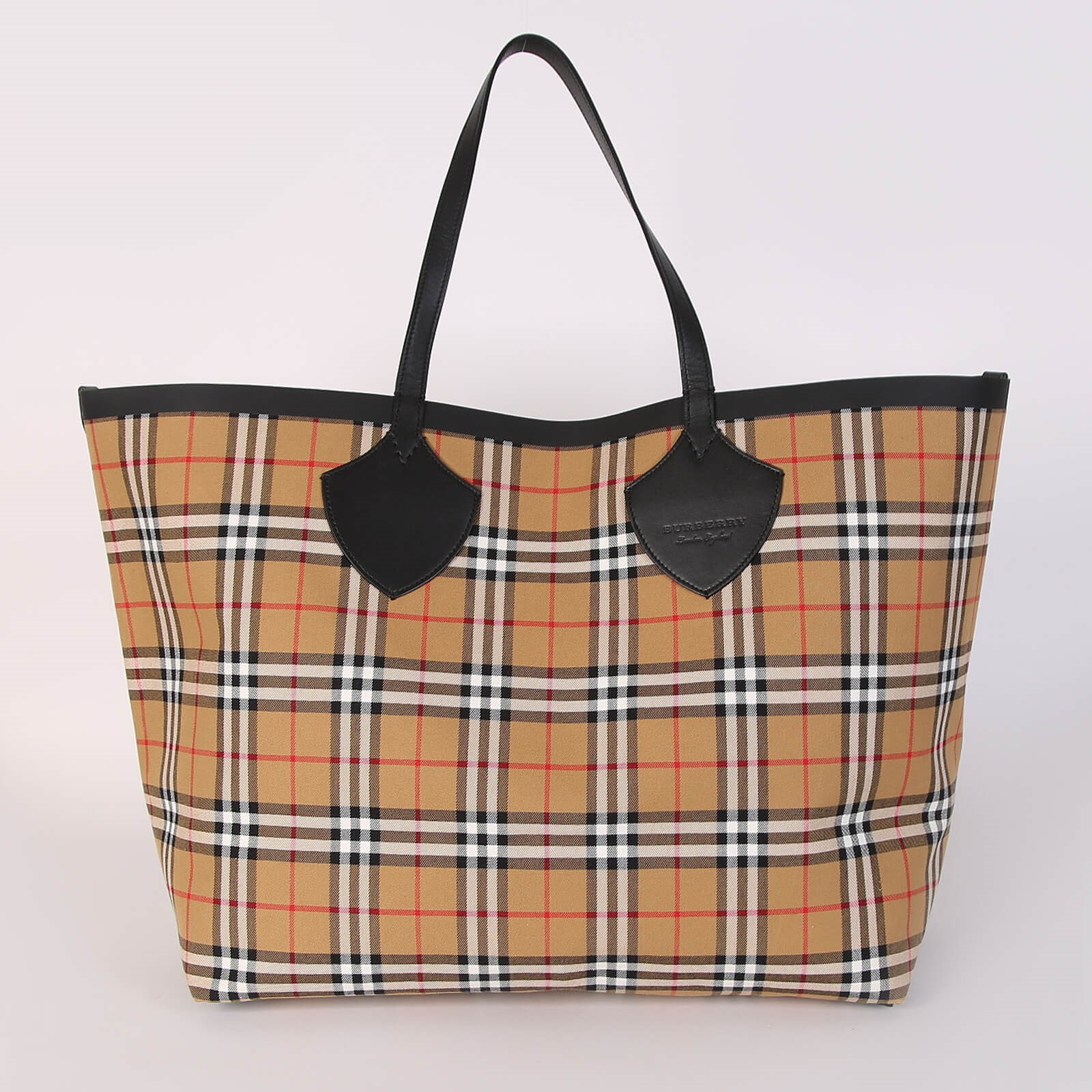 Burberry The Giant Vintage Check Leather Reversible Tote www.luxurybags