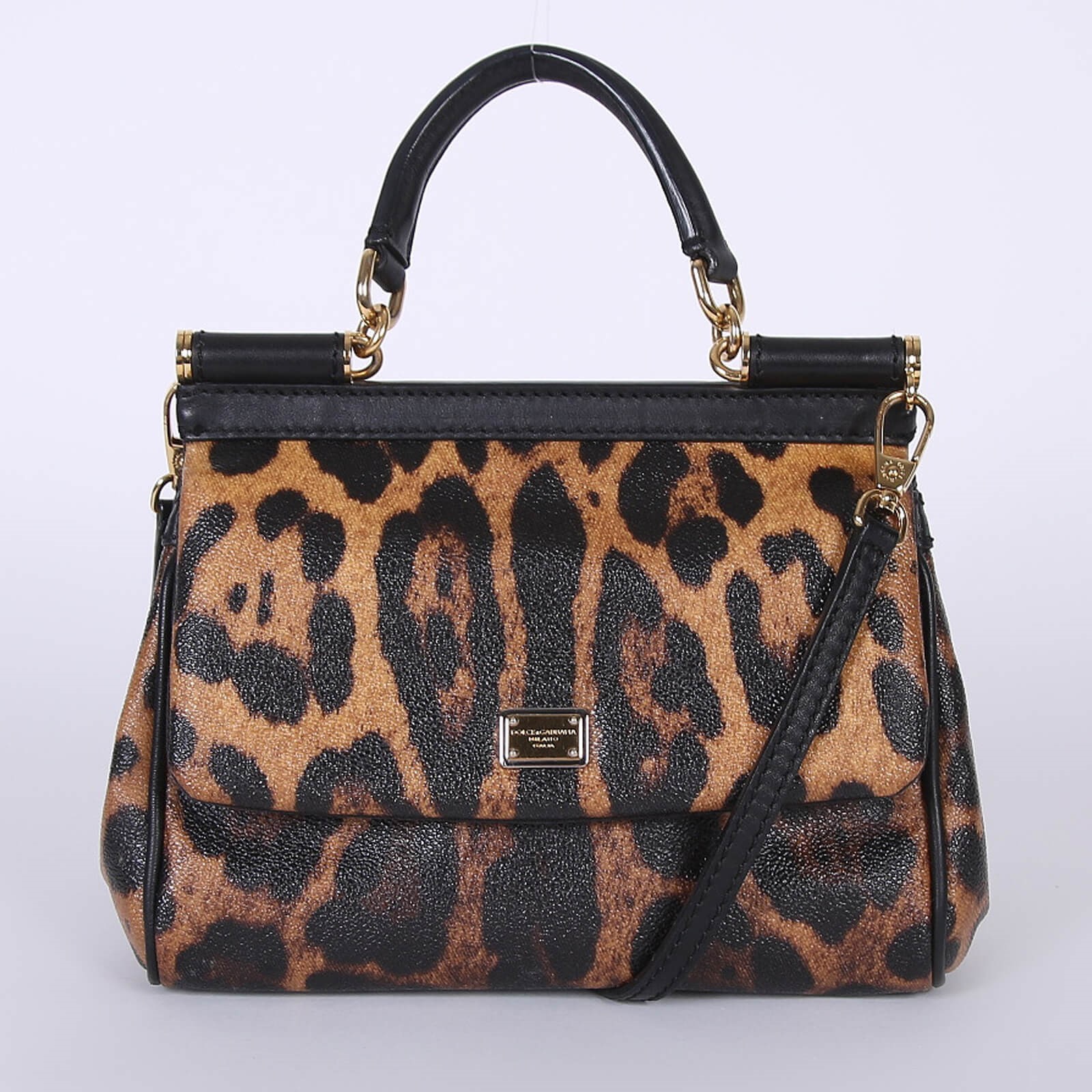 Dolce Gabbana Sicily Medium Leopard Print Coated Canvas www.luxurybags
