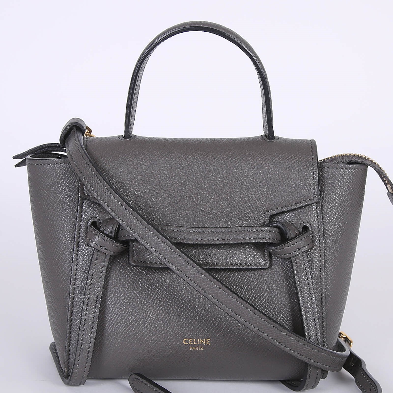 Celine Nano Belt Grained Calfskin Bag Grey www.luxurybags