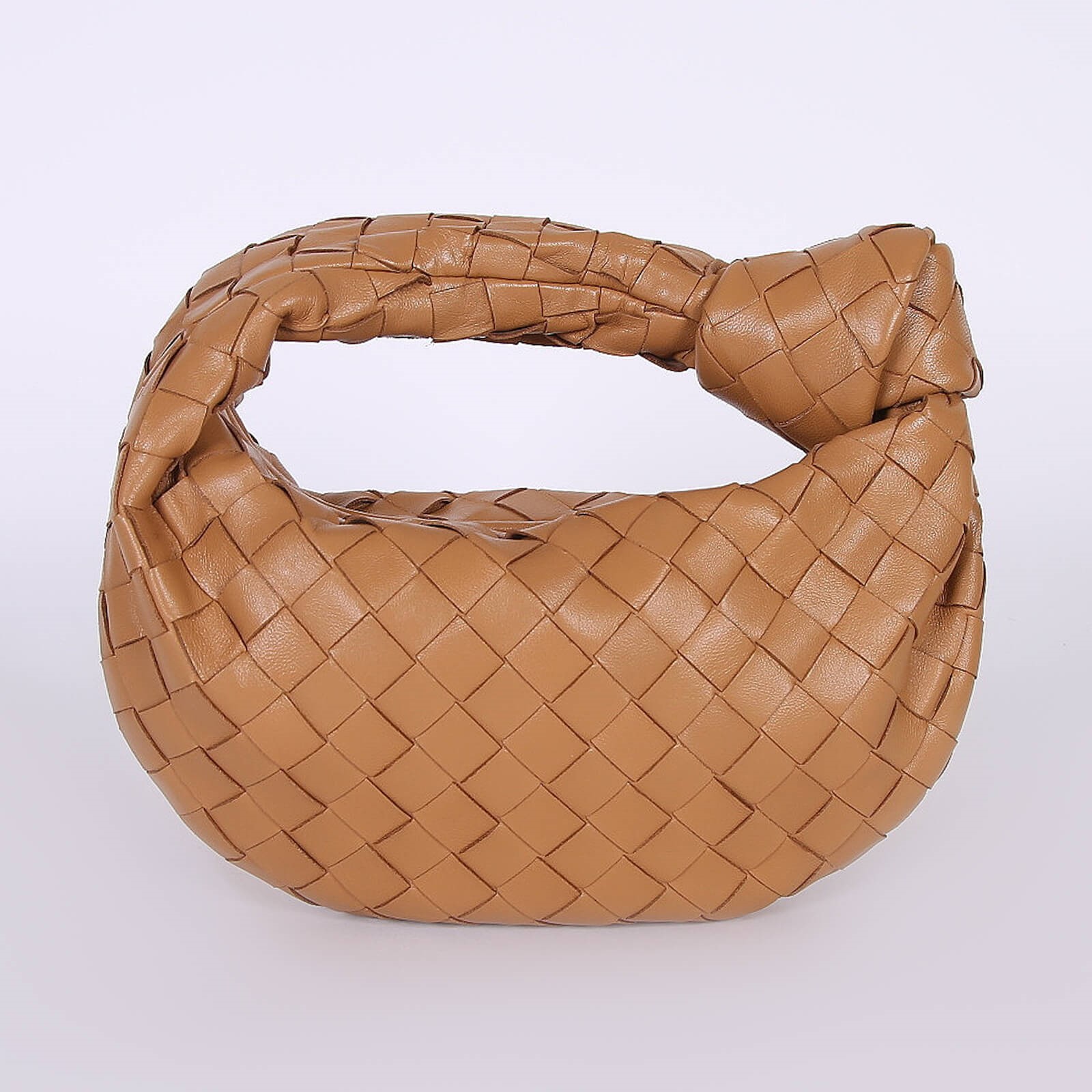 Bottega Veneta Mini Jodie Intrecciato Lambskin Bag Caramel www.luxurybags