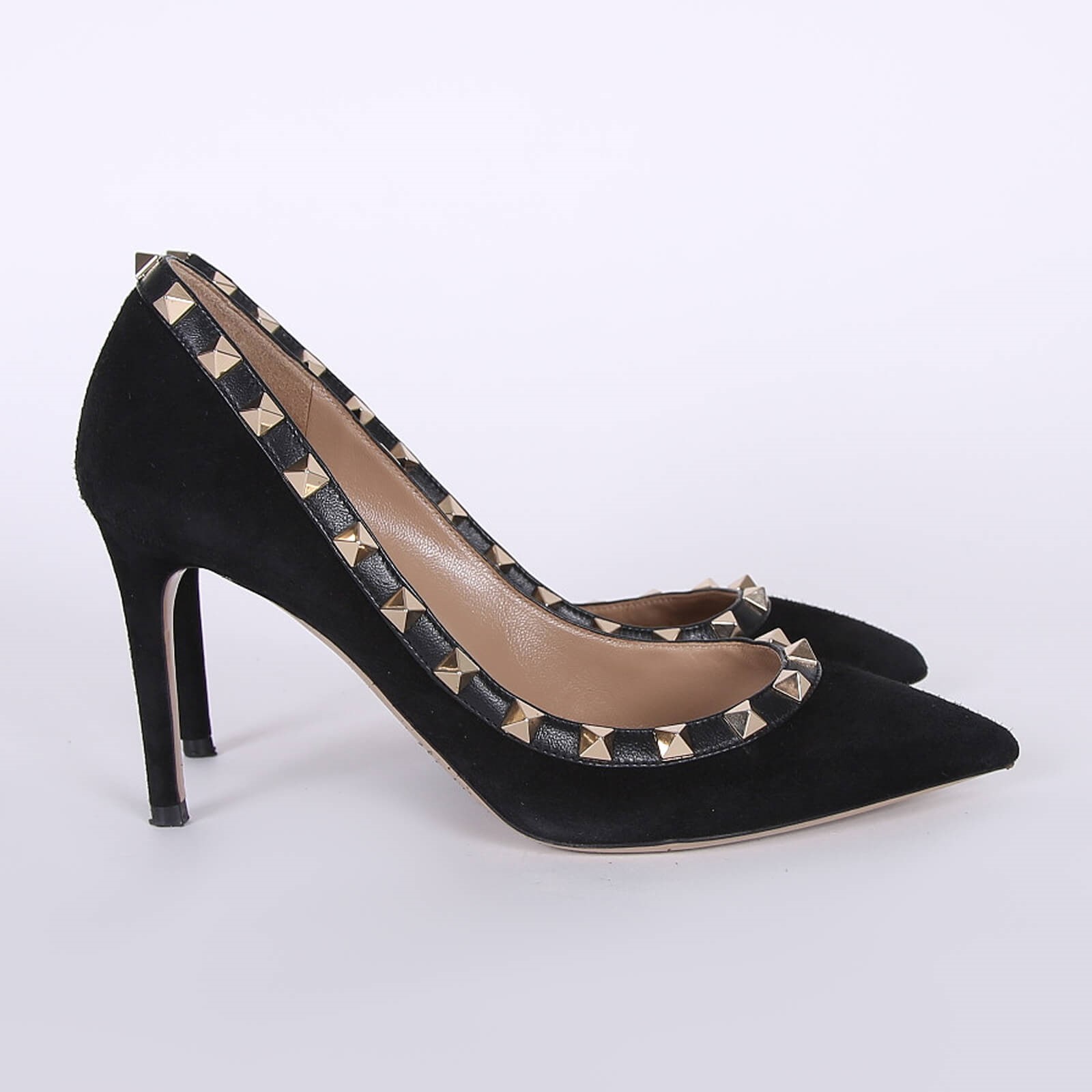 Valentino Rockstud Suede Calfskin Pumps Black 35 5 www.luxurybags