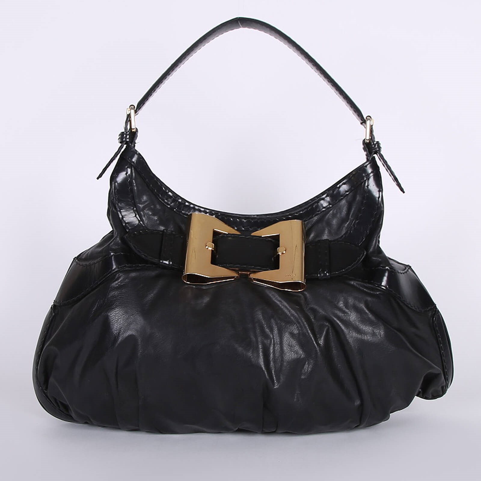 Gucci Queen Leather Hobo Shoulder Bag Black www.luxurybags