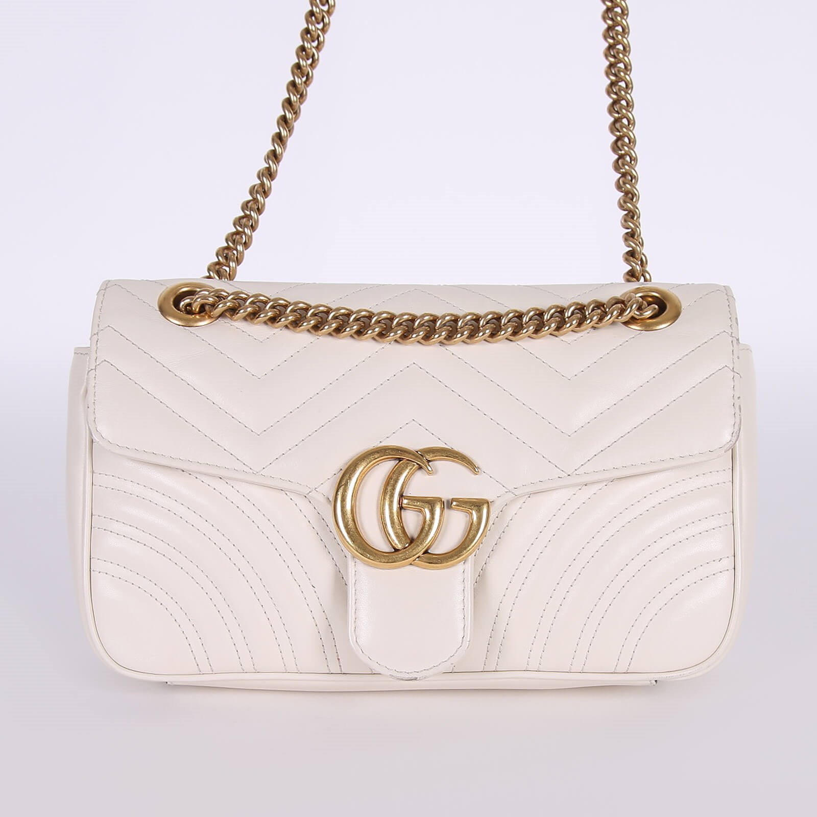 Gucci GG Marmont Small Matelasse Shoulder Bag Cream www.luxurybags
