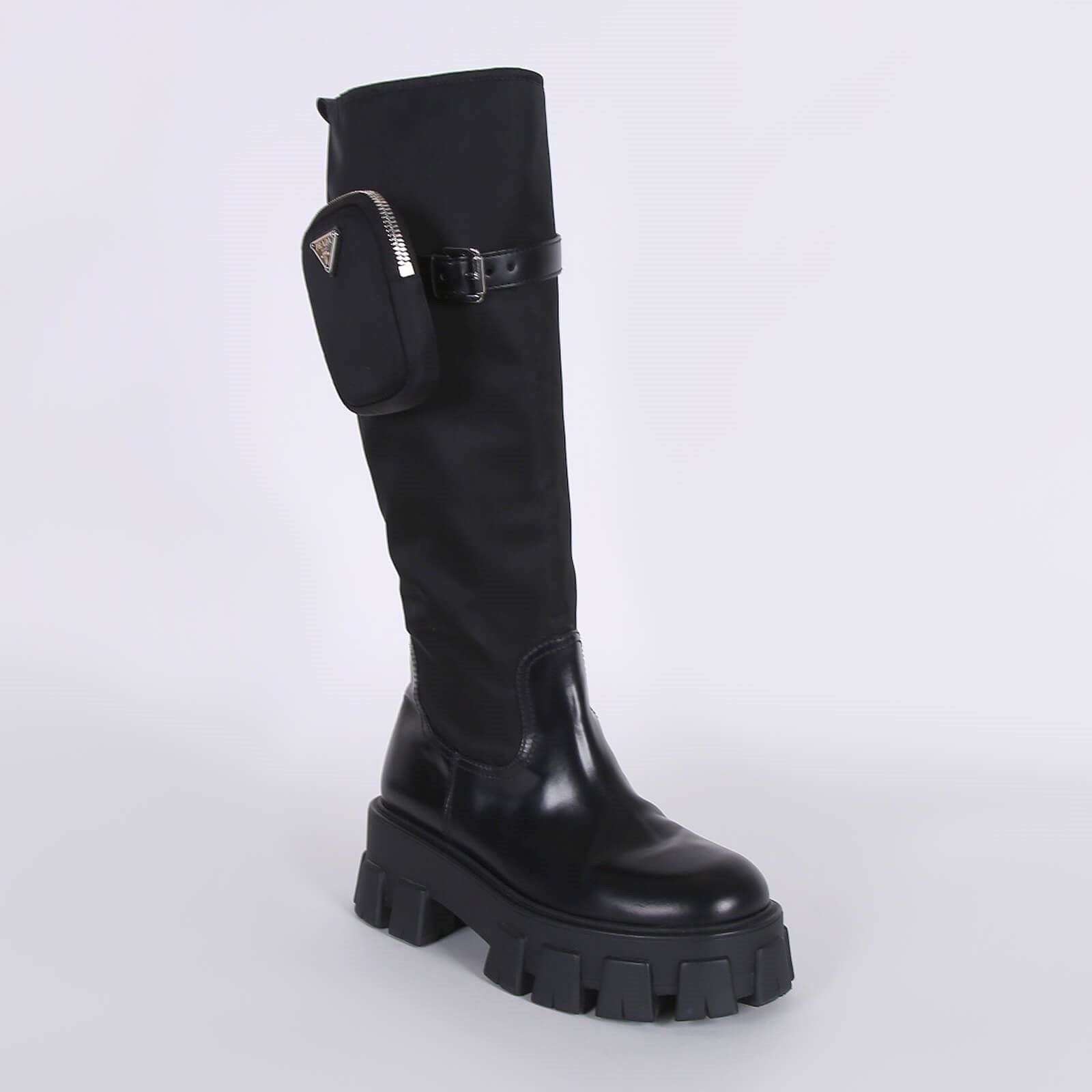 Prada black knee high boots deals