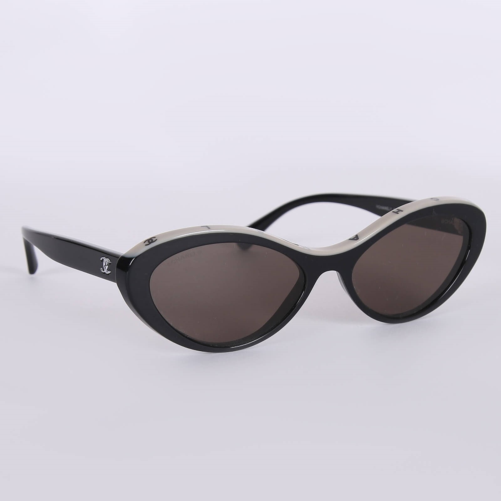 Chanel Thin Oval Sunglasses Black www.luxurybags