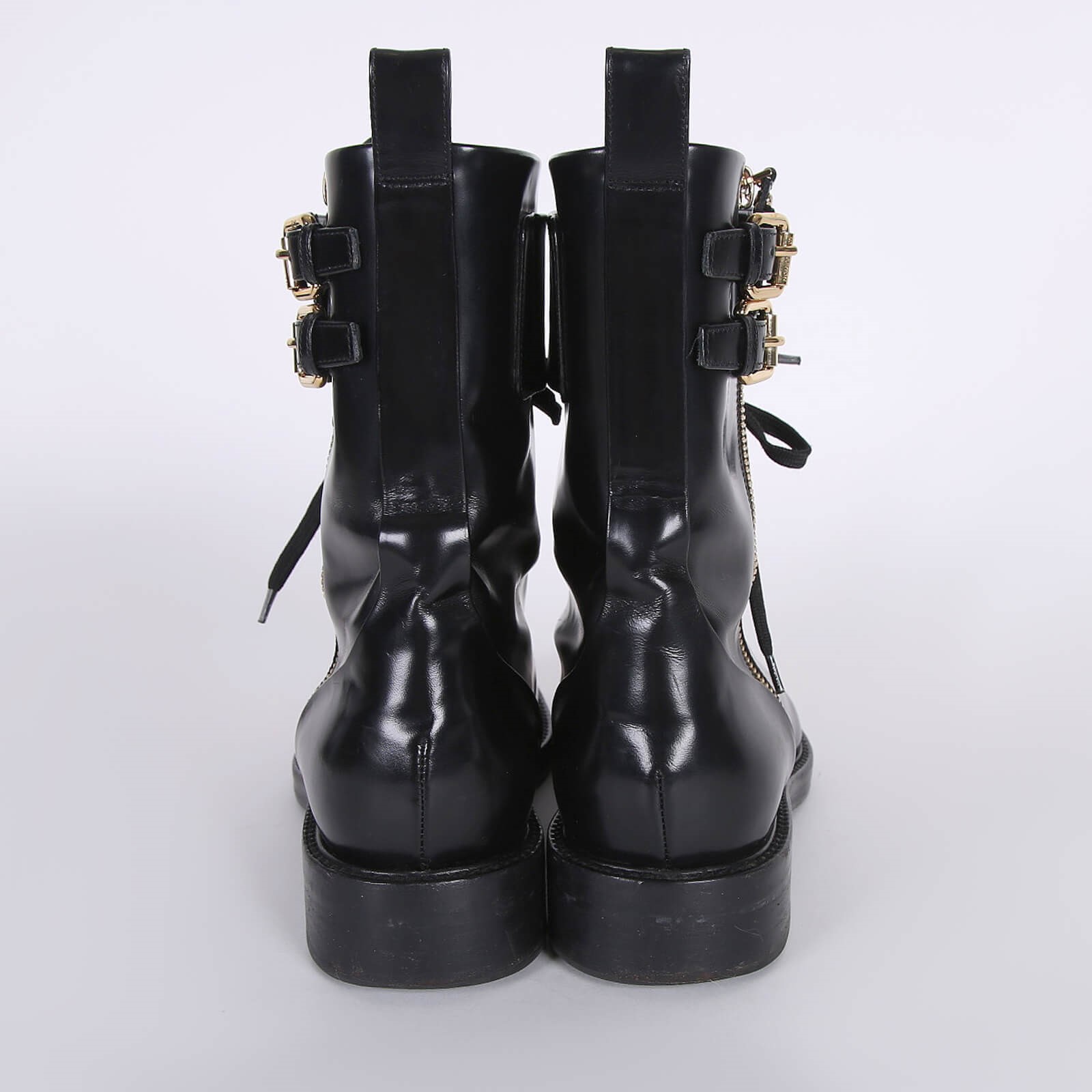 Louis Vuitton Diplomacy Calfskin Ranger Combat Boots Black 39 www.luxurybags