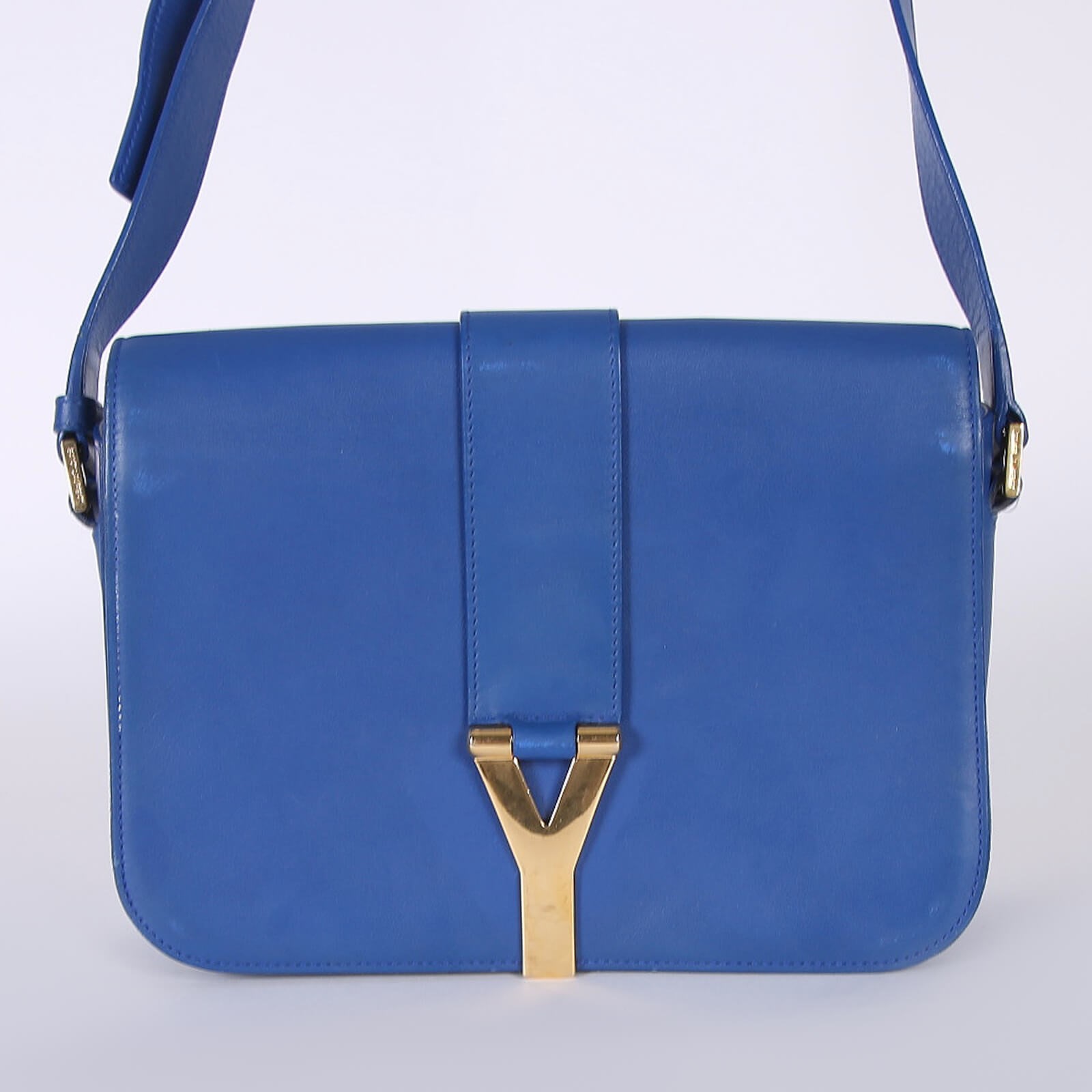 Saint Laurent Chyc Medium Leather Flap Bag Royal Blue www.luxurybags