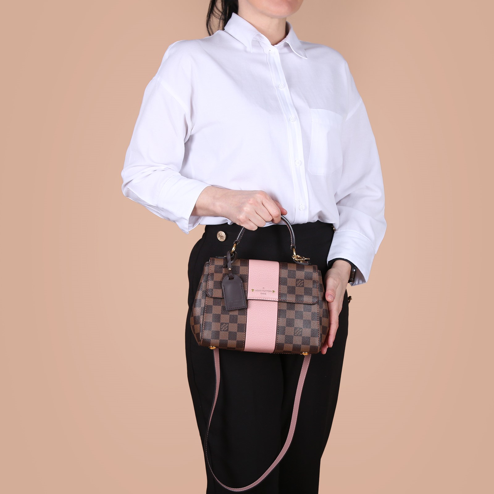 Louis Vuitton Bond Street BB Damier Ebene Canvas Taurillon Bag Magnolia www.luxurybags