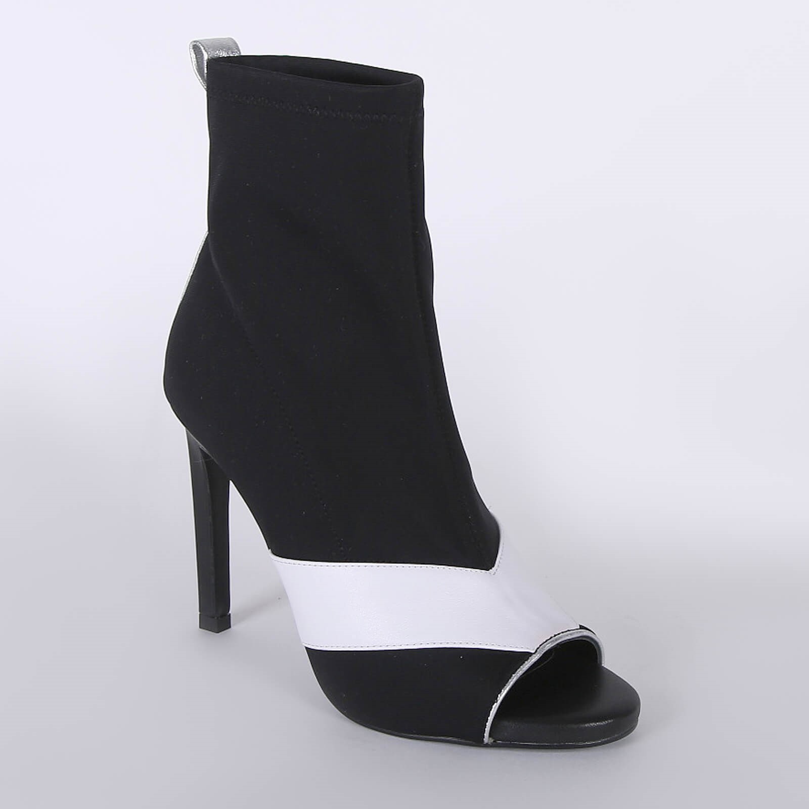Liu Jo Leather Detail Nylon Peep Toe Heel Boots Black 36 www.luxurybags