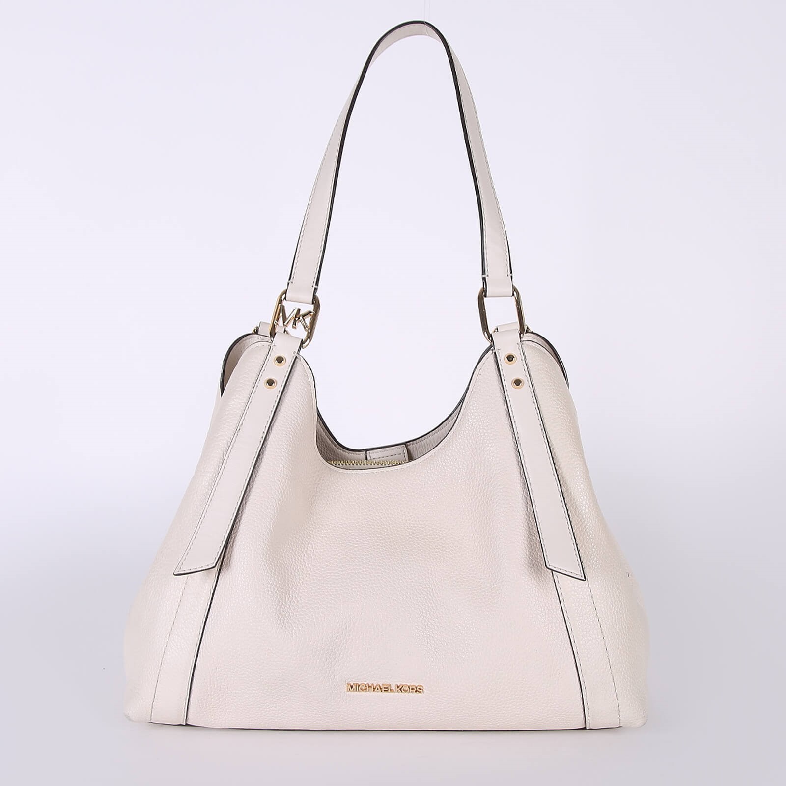 Michael Kors Arlo Large Leather Shoulder Bag Cream www.luxurybags