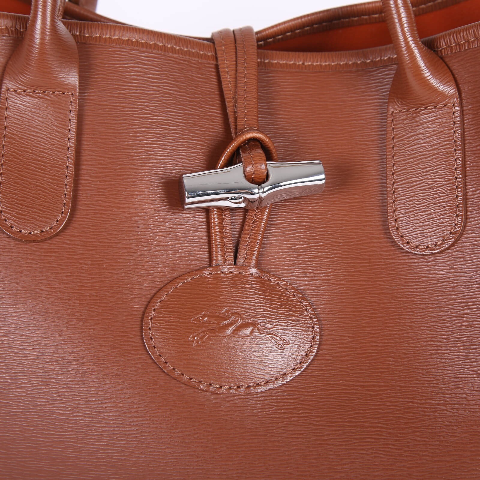 Longchamp Roseau S Calfskin Shopper Brown www.luxurybags