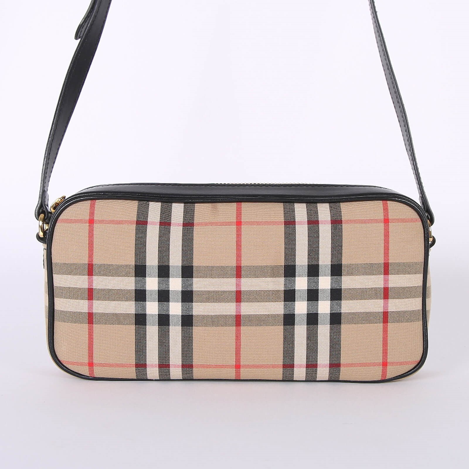 Burberry vintage check and leather camera bag deals