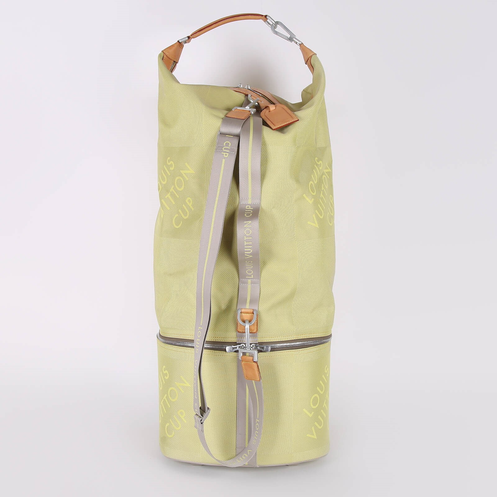 Louis Vuitton LV Cup Damier Geant Canvas 3Way Roller Duffle Bag Lime www.luxurybags