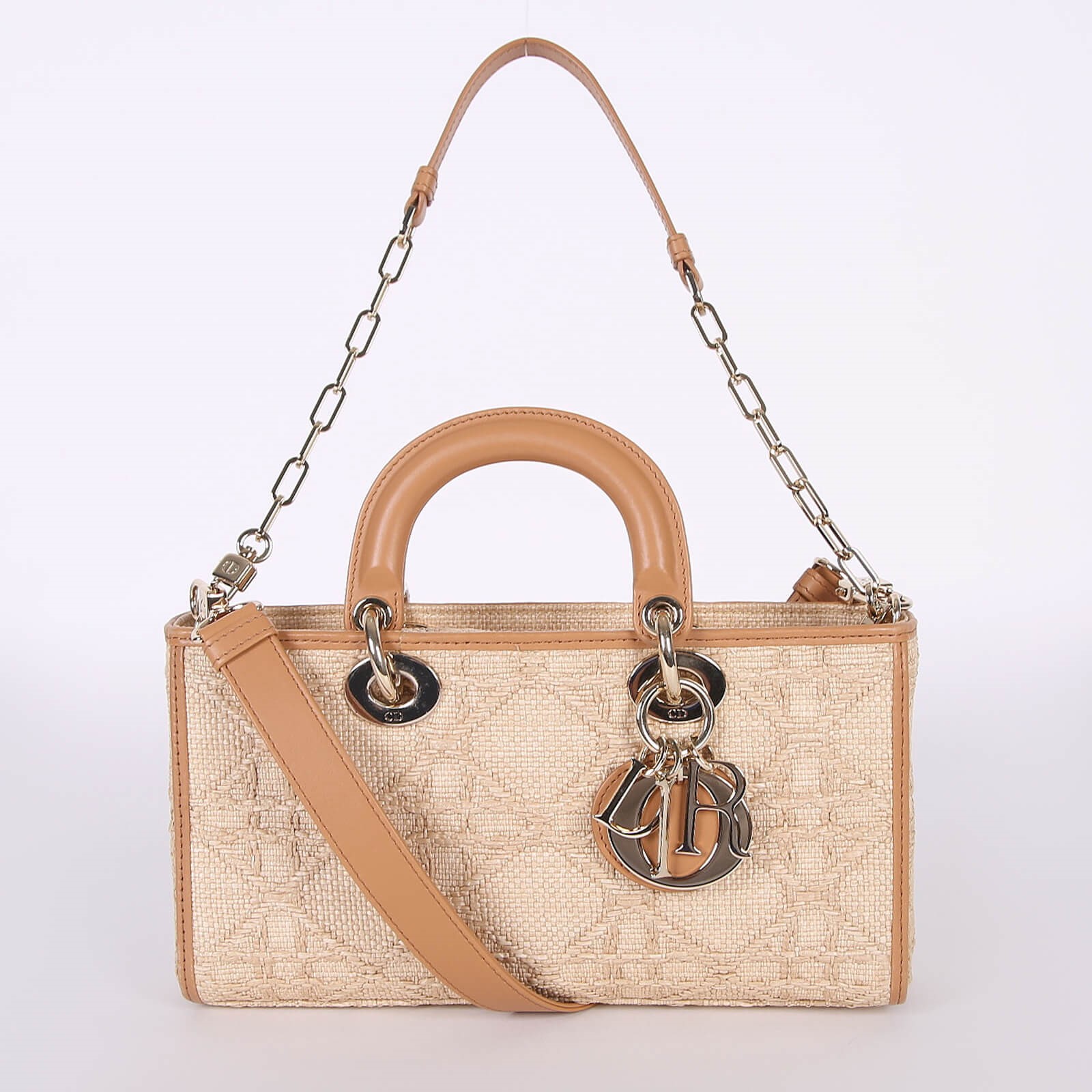 Dior Lady D Joy Medium Raffia Macro Cannage Bag Natural www.luxurybags